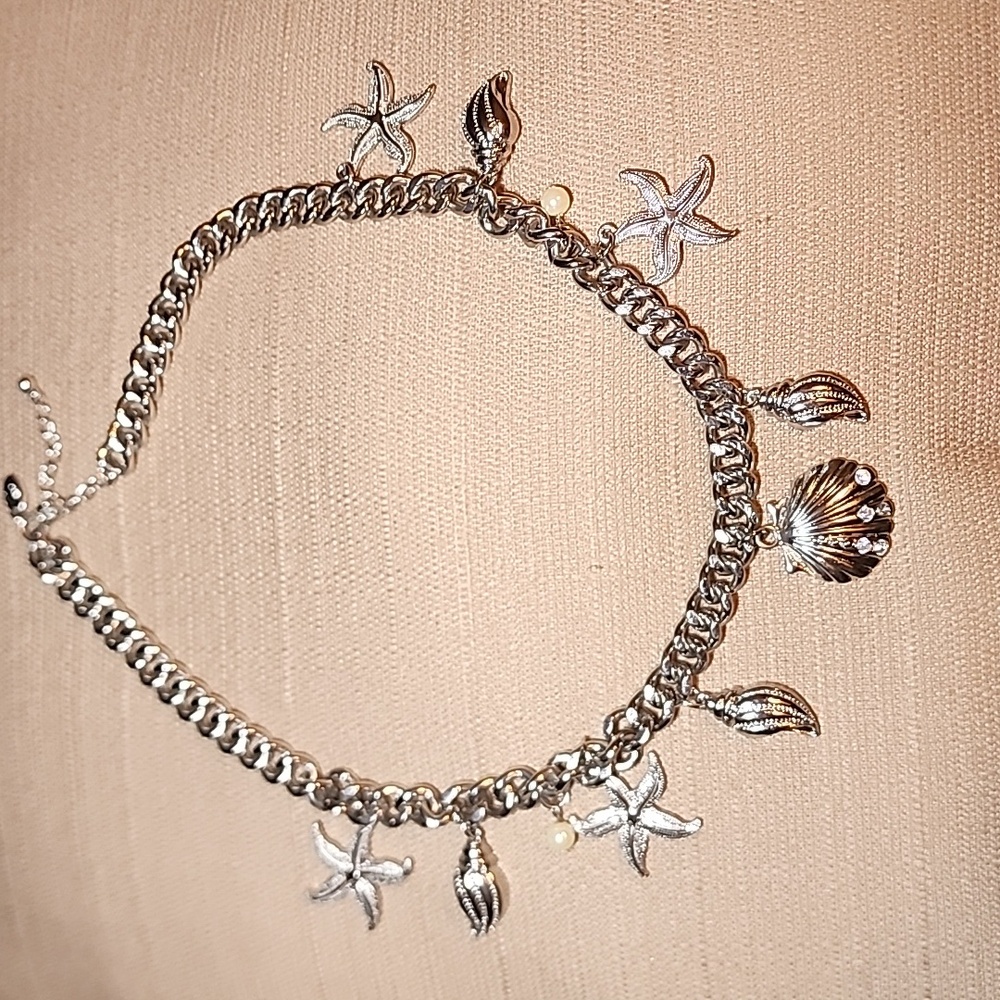 Charming Charlie's Silver-Tone Boho Beach Charms Necklace in Excellent C…